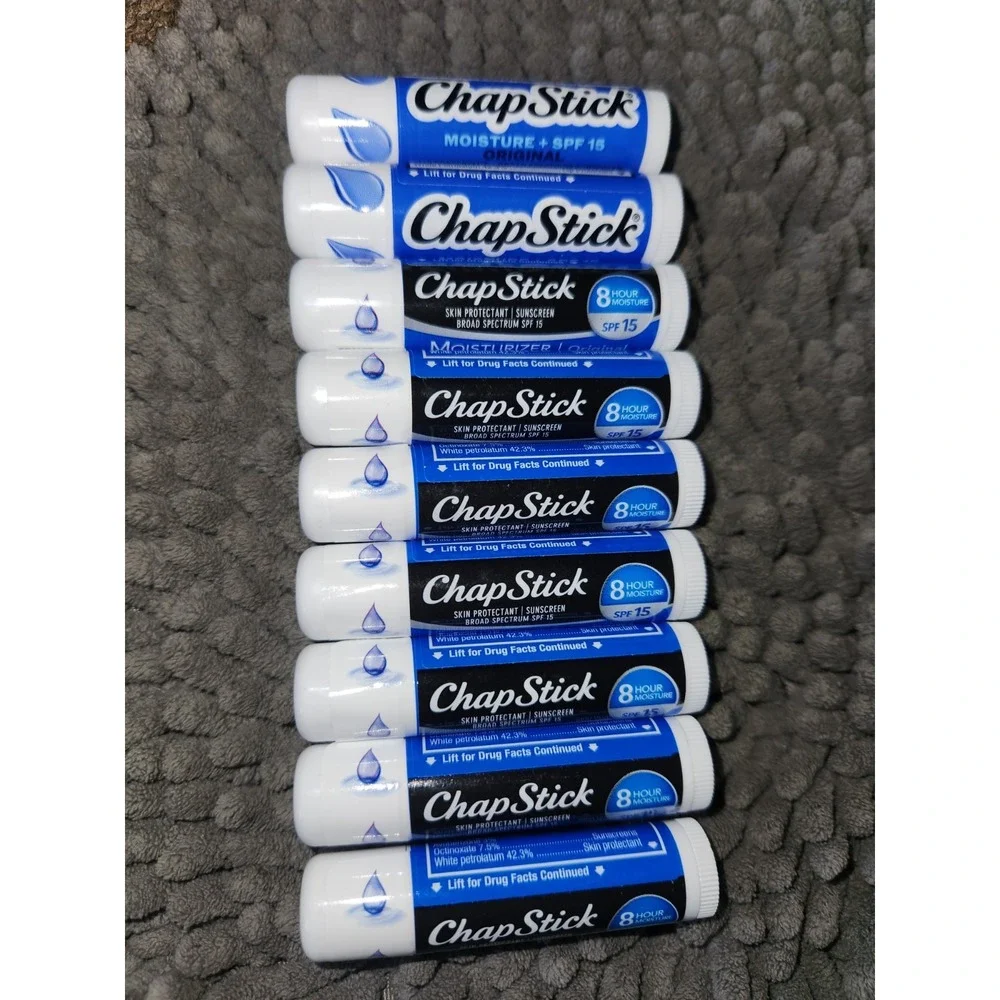 9 ChapStick Moisturizer Original Lip Balm Tubes, SPF 15 0.15 Oz New Sealed